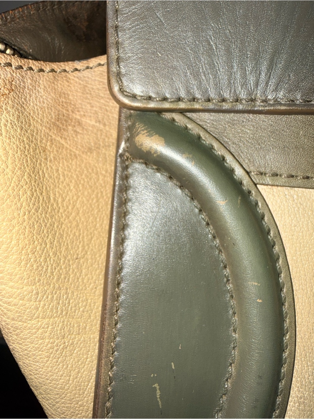 Authentic Phoebe Philo Celine Micro Luggage Tote Bi Color Green Tan Leather - Picture 12 of 16